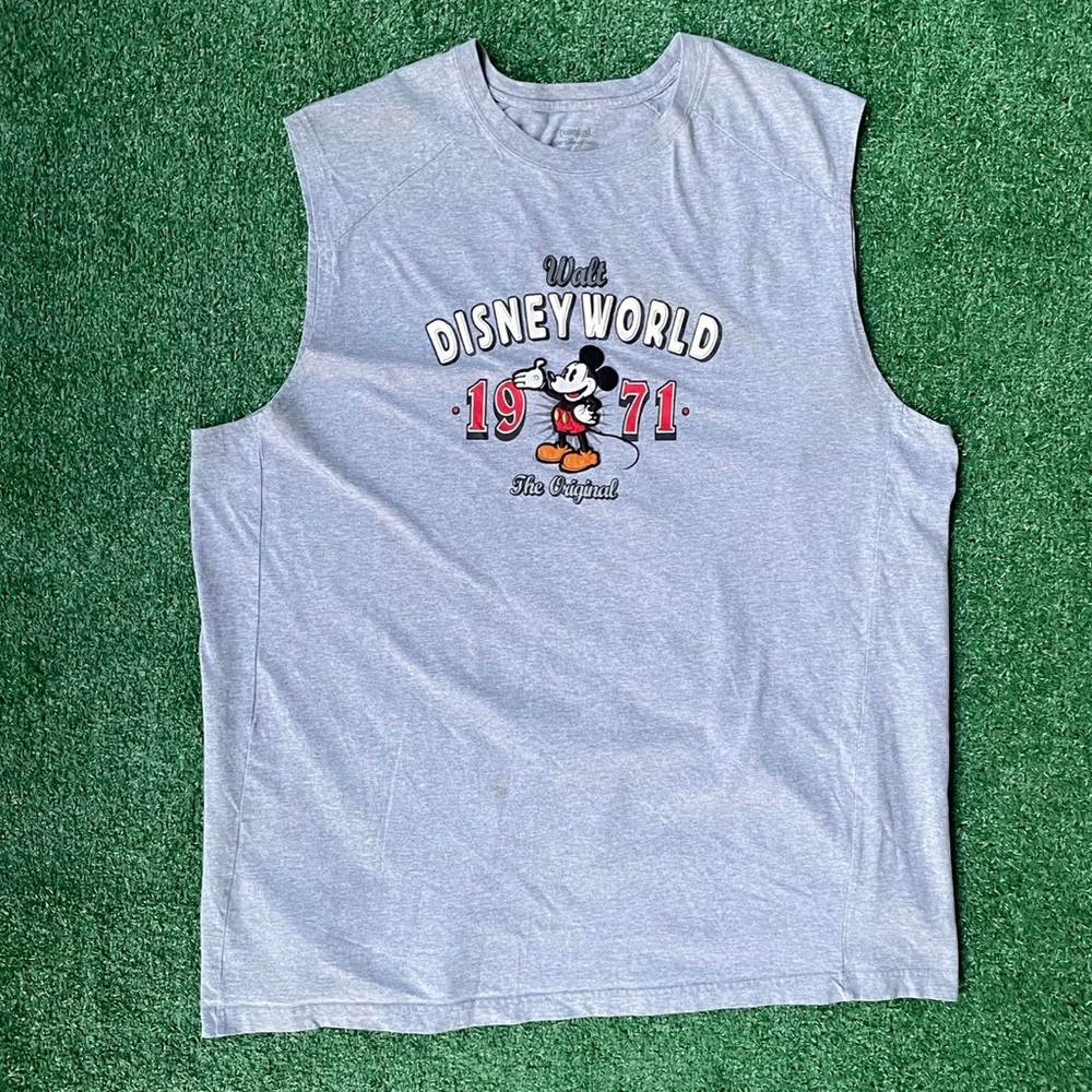 Vintage Disney Light Gray Mickey Mouse Tank Top with 1971 Graphic